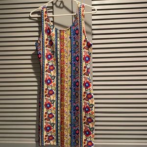 Colorful floral patterned sleeveless midi dress